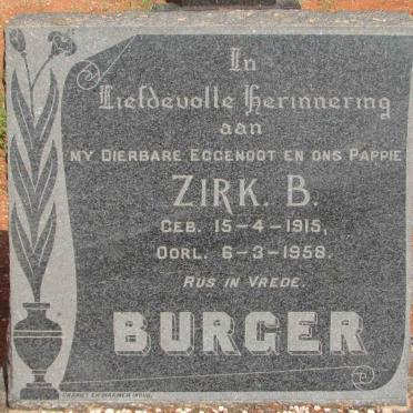 BURGER Zirk B.1915-1958