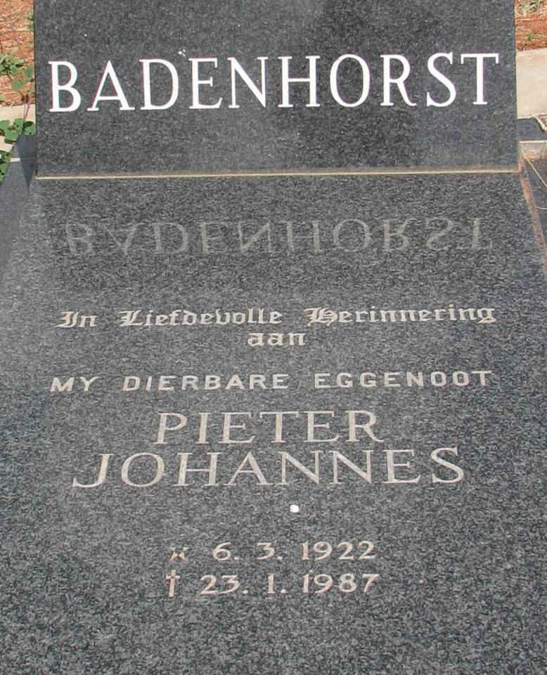 BADENHORST Pieter Johannes 1922-1987