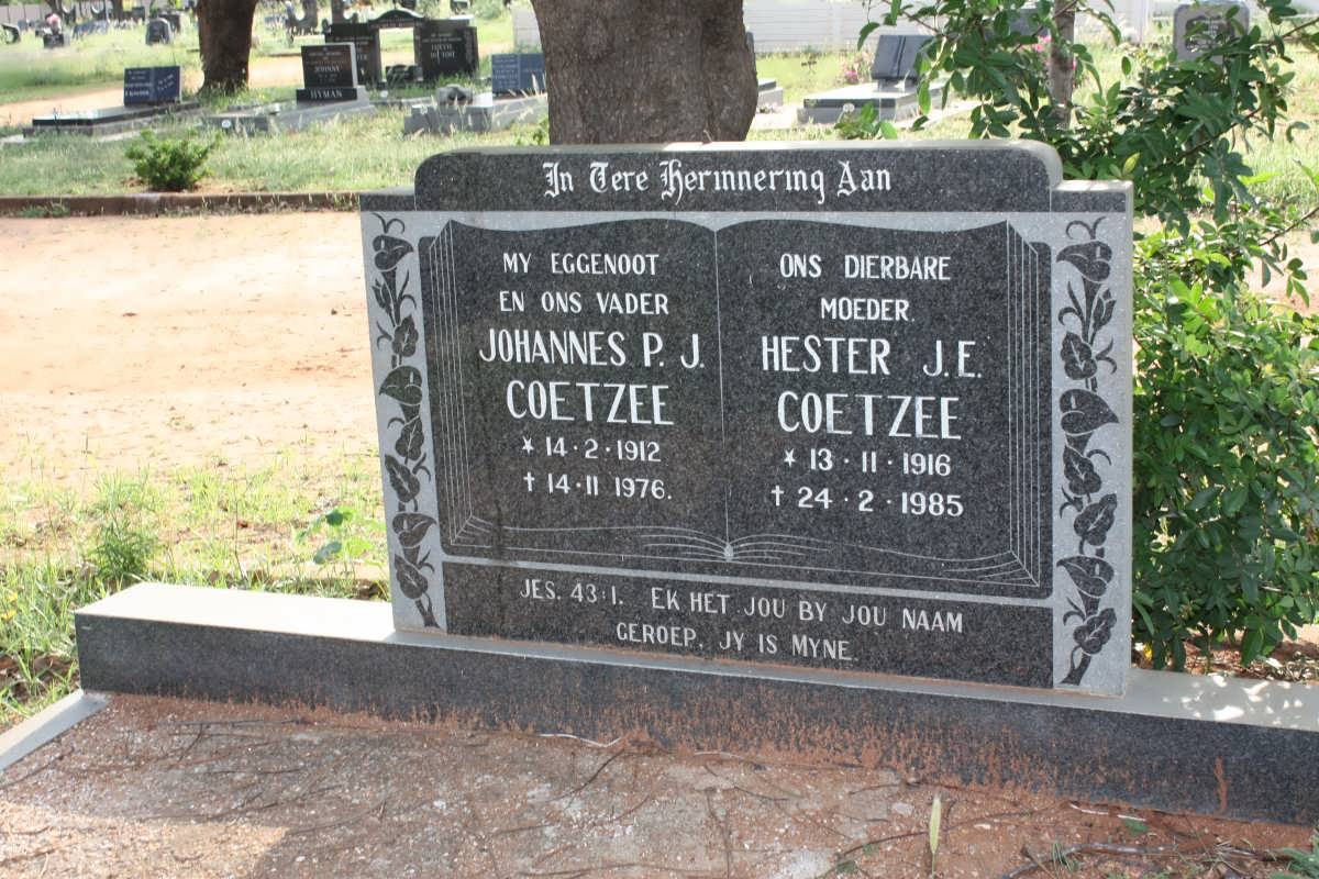 COETZEE Johannes P.J. 1912-1976 &amp; Hester J.E. 1916-1985