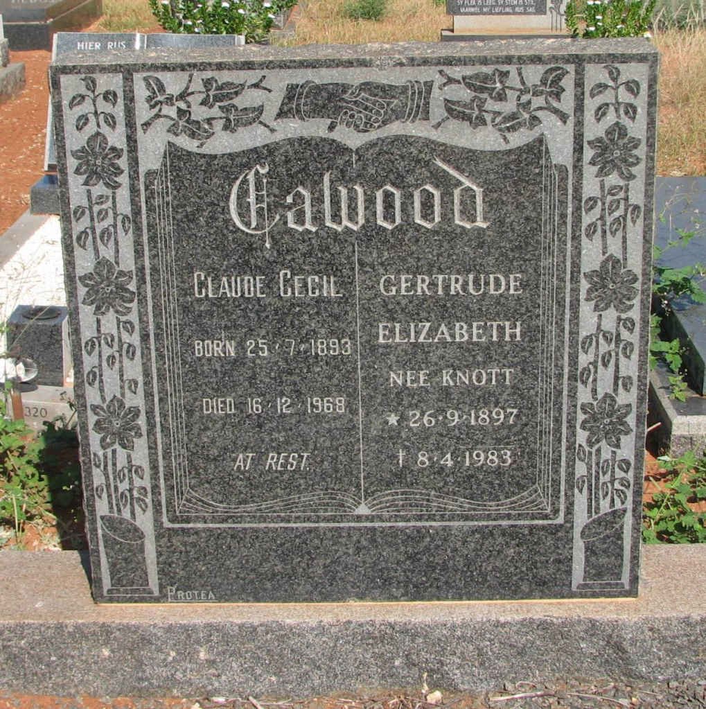 CAWOOD Claude Cecil 1893-1968 &amp; Gertrude Elizabeth KNOTT 1897-1983