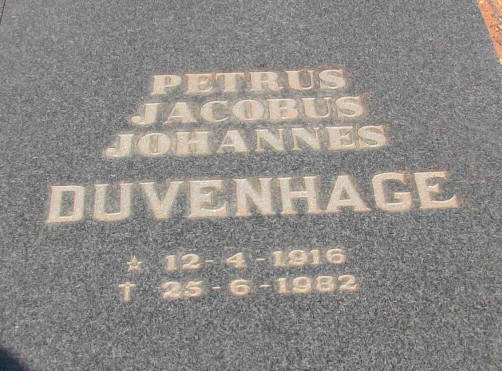 DUVENHAGE Petrus Jacobus Johannes 1916-1982