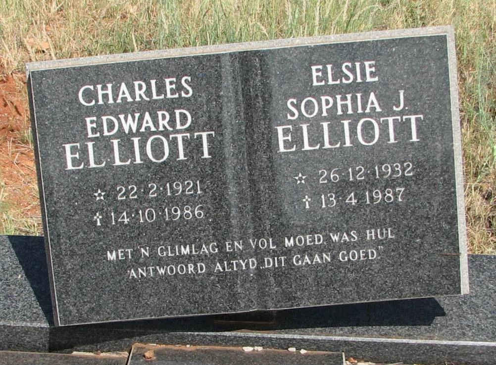 ELLIOTT Charles Edward 1921-1986 &amp; Elsie Sophia J. 1932-1987