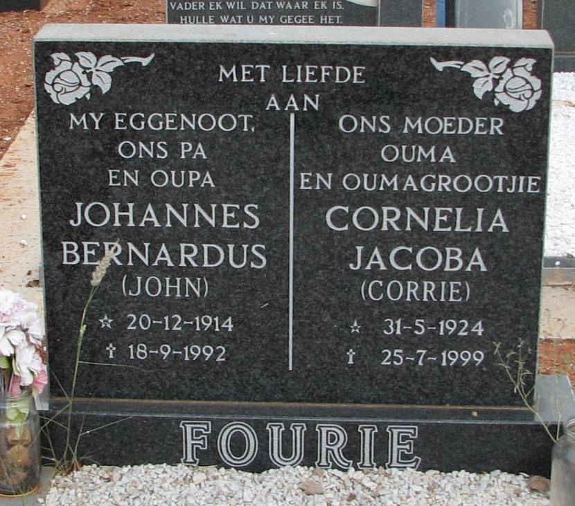 FOURIE Johannes Bernardus 1914-1992 &amp; Cornelia Jacoba 1924-1999