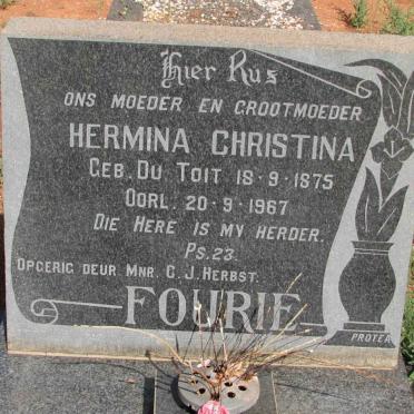 FOURIE Hermina Christina nee DU TOIT 1875-1967