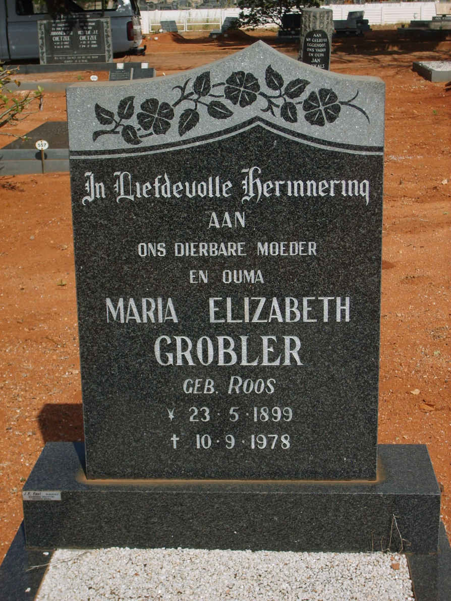 GROBLER Maria Elizabeth nee ROOS 1899-1978