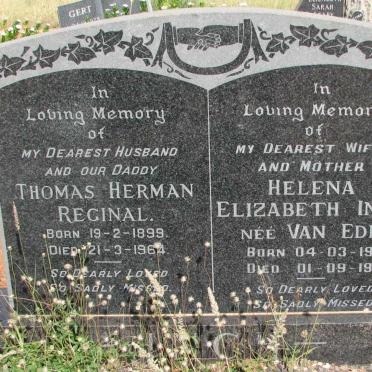 INCH Thomas Herman Reginal 1899-1964 &amp; Helena Elizabeth VAN EEDEN 1909-1995