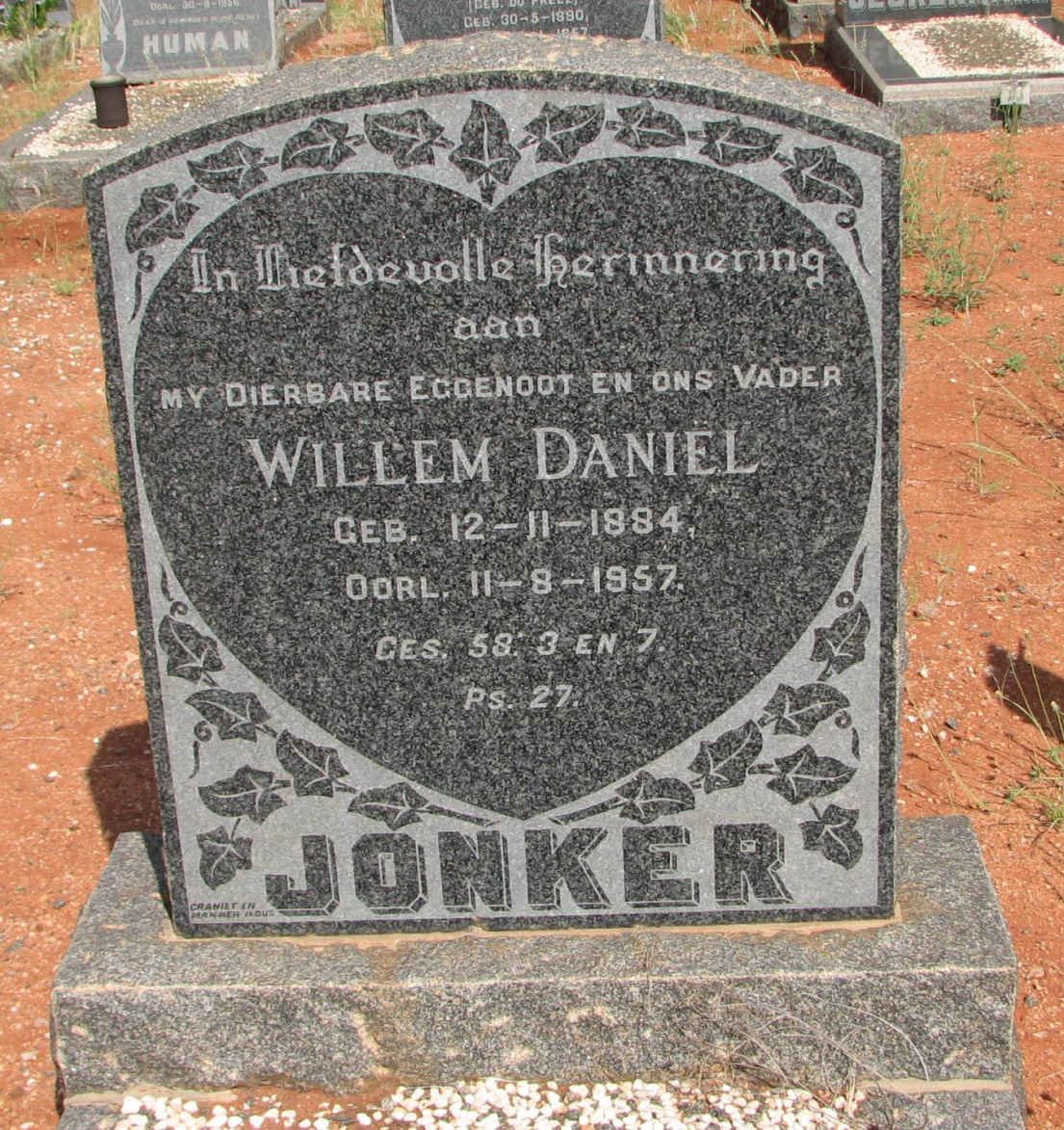 JONKER Willem Daniel 1884-1957