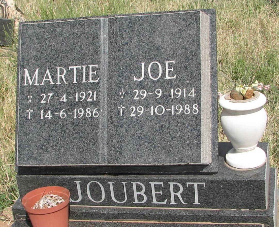 JOUBERT Joe 1914-1988 &amp; Martie 1921-1986
