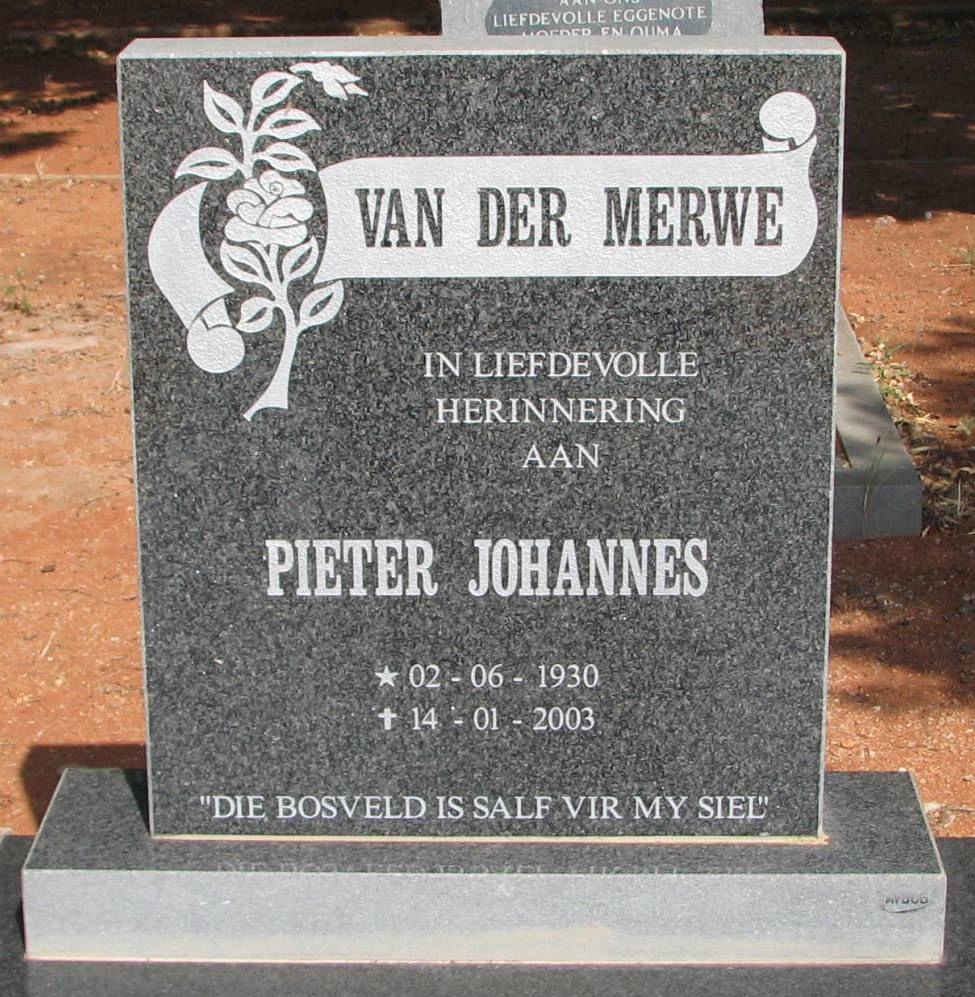 MERWE Pieter Johannes, van der 1930-2003