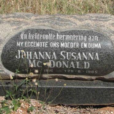McDONALD Johanna Susanna 1915-1985