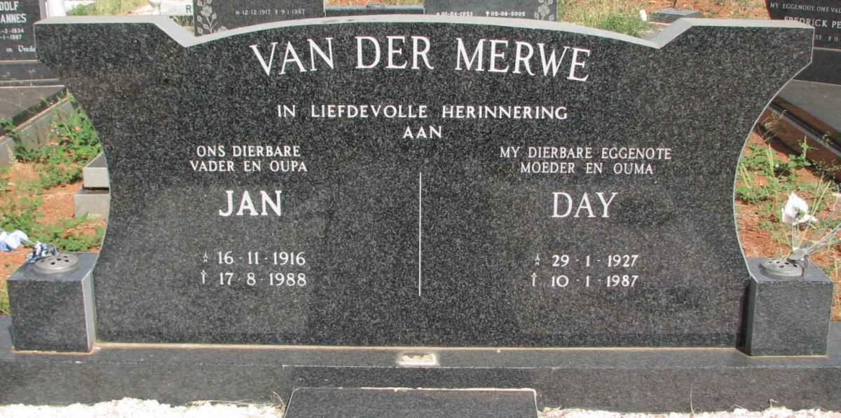 MERWE Jan, van der 1916-1988 &amp; Day 1927-1987