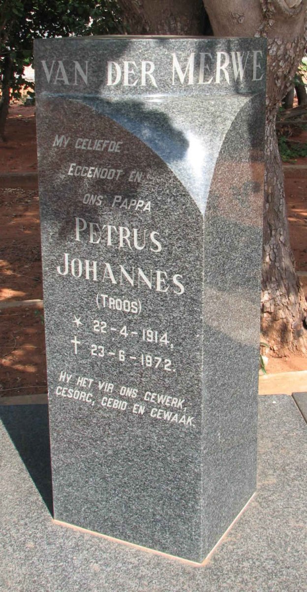MERWE Petrus Johannes, van der 1914-1972