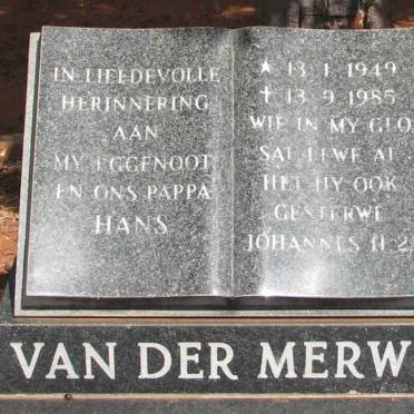 MERWE Hans, van der 1949-1985