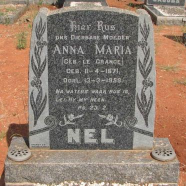 NEL Anna Maria nee LE GRANGE 1871-1958