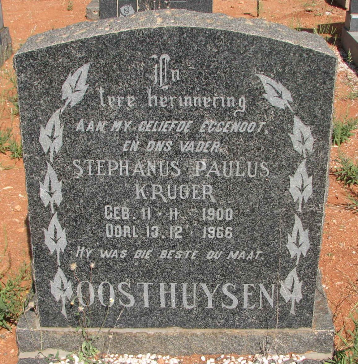 OOSTHUYSEN Stephanus Paulus Kruger 1900-1966