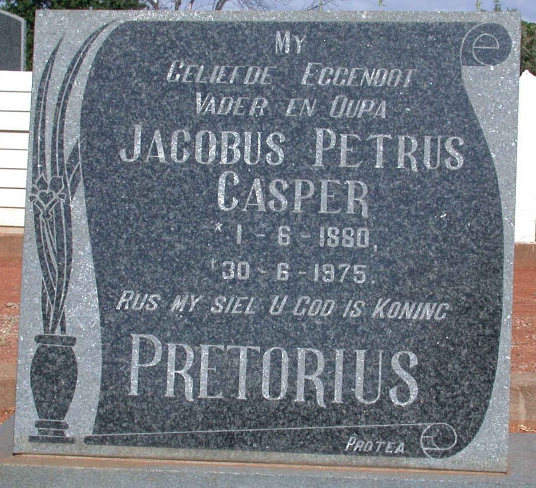 PRETORIUS Jacobus Petrus Casper 1880-1975