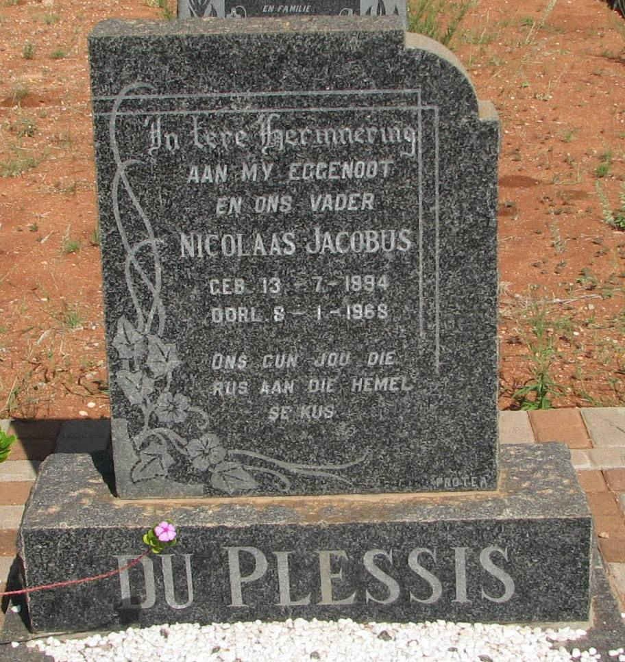 PLESSIS Nicolaas Jacobus, du 1894-1968