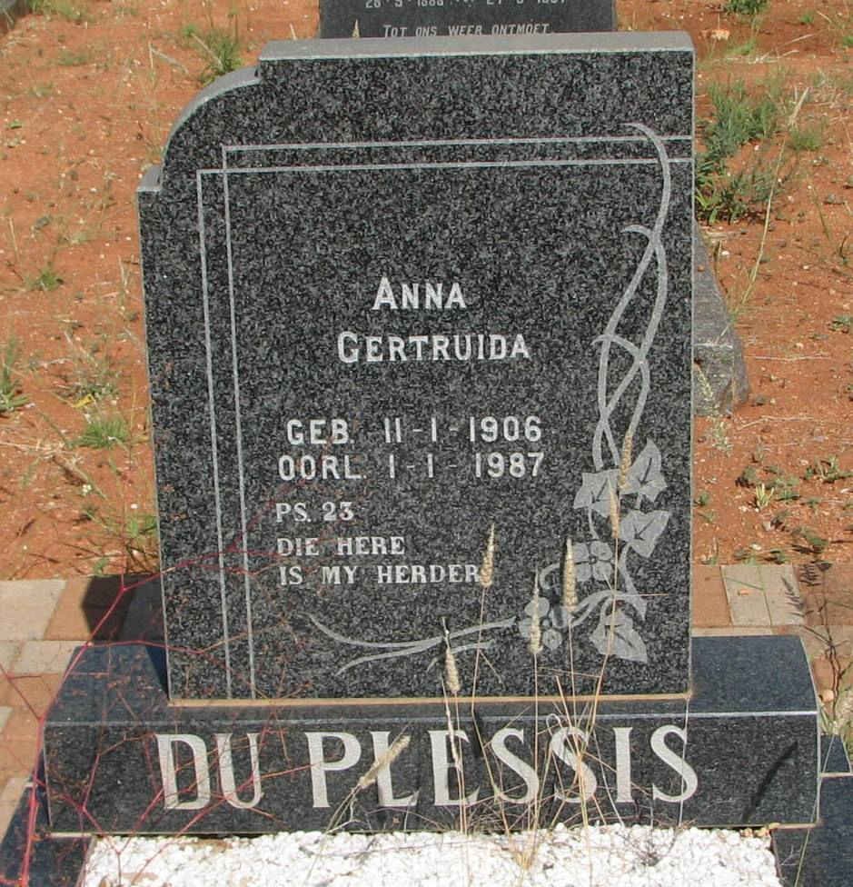 PLESSIS Anna Gertruida, du 1906-1987