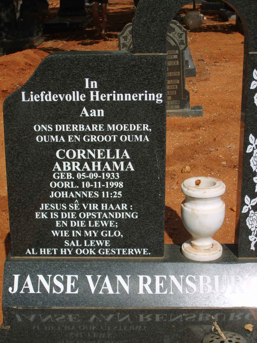 RENSBURG Cornelia Abrahama, Janse van 1933-1998