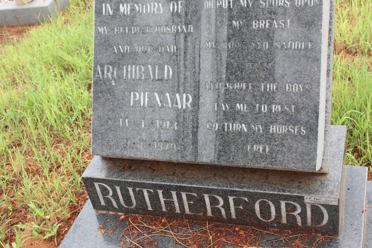 RUTHERFORD Archibald Pienaar 1913-1979