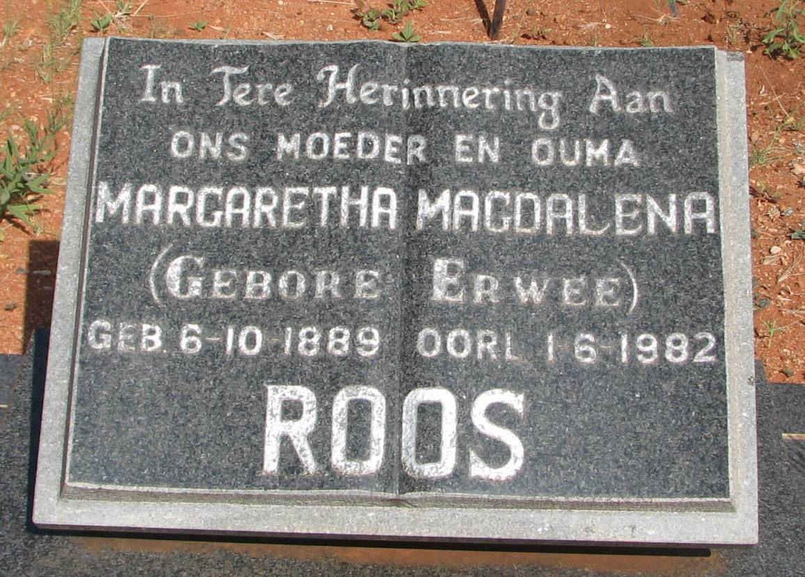 ROOS Margaretha Magdalena nee ERWEE 1889-1982