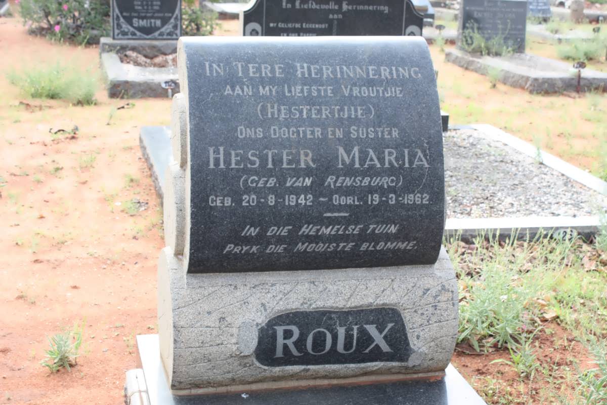 ROUX Hester Maria geb VAN RENSBURG 1942-1962