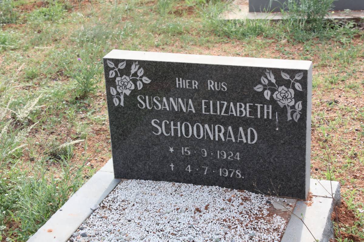 SCHOONRAAD Susanna Elizabeth 1924-1978