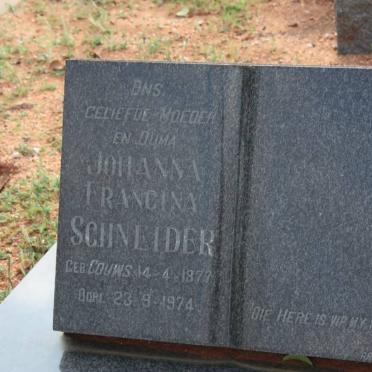 SCHNEIDER Johanna Francina nee GOUWS 1877-1974