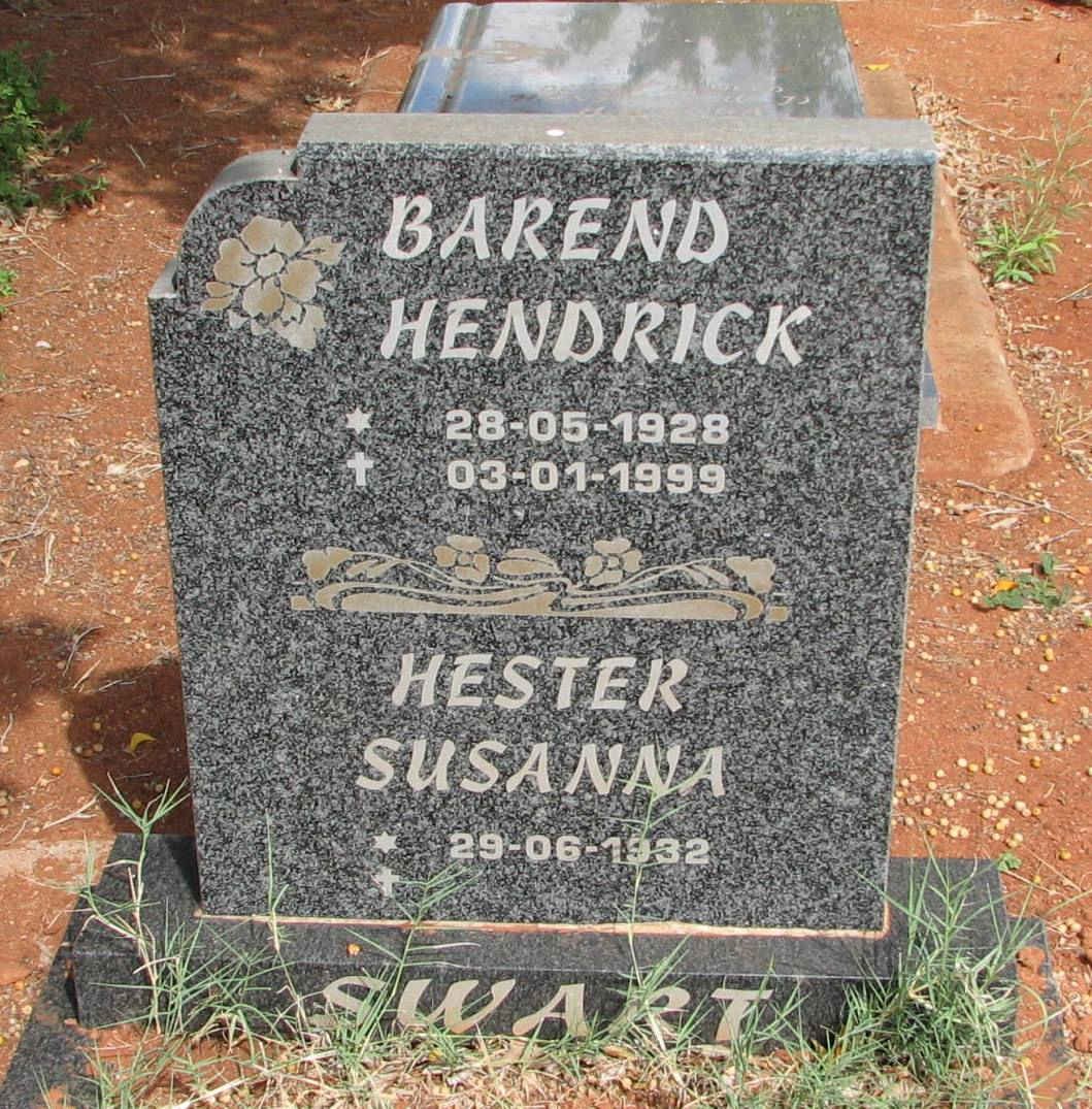 SWART Barend Hendrick 1928-1999 &amp; Hester Susanna 1932-