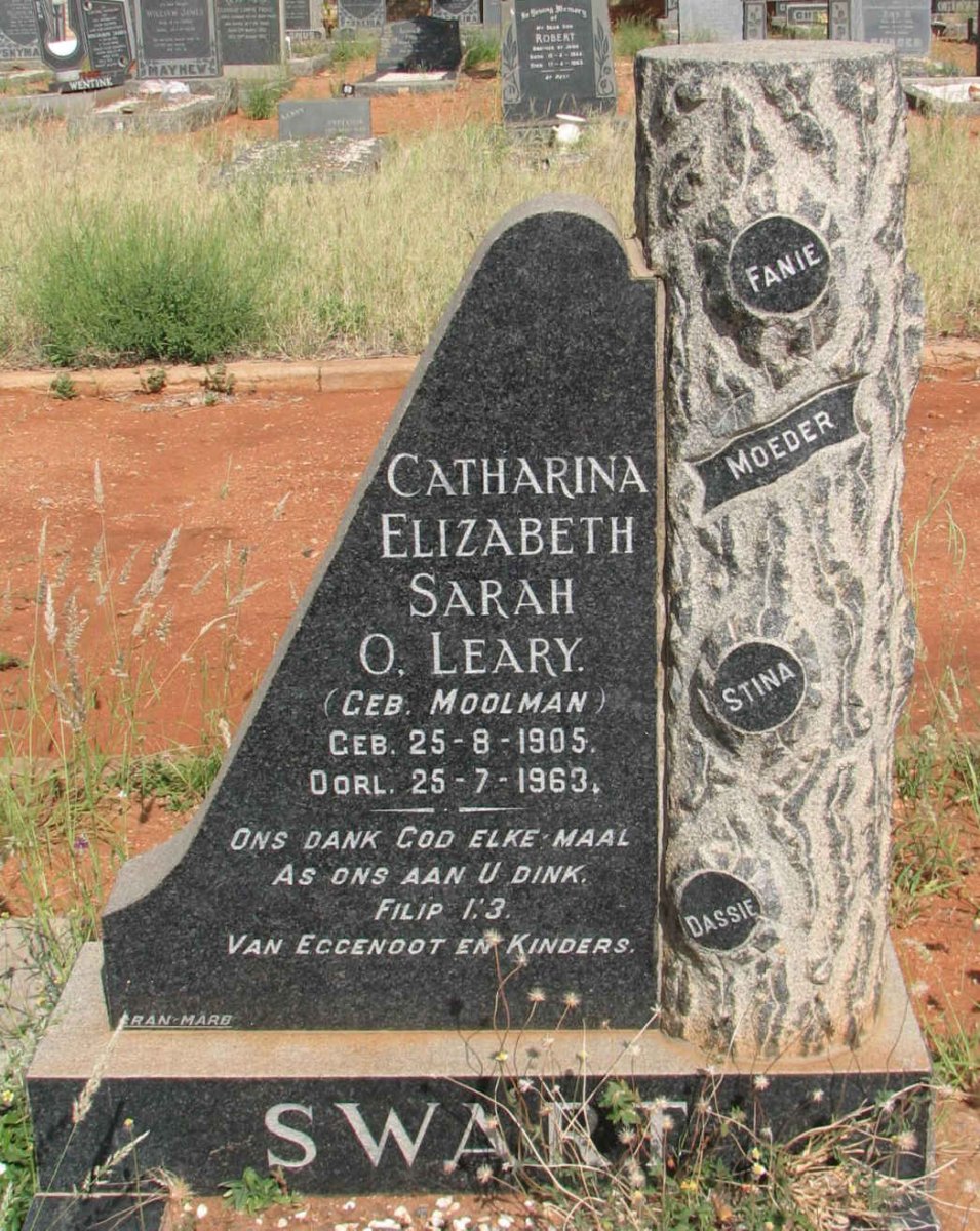 SWART Catharina Elizabeth Sarah O'Leary nee MOOLMAN 1905-1963