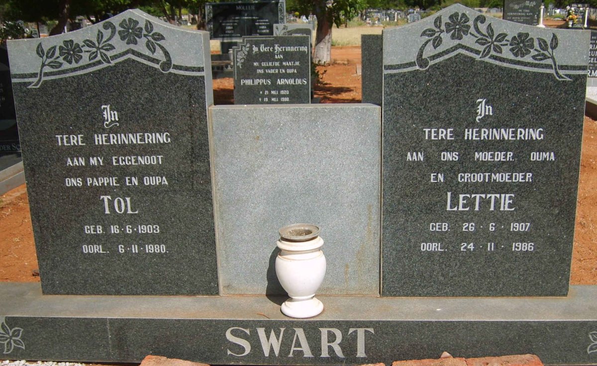 SWART Tol 1903-1980 &amp; Lettie 1907-1986