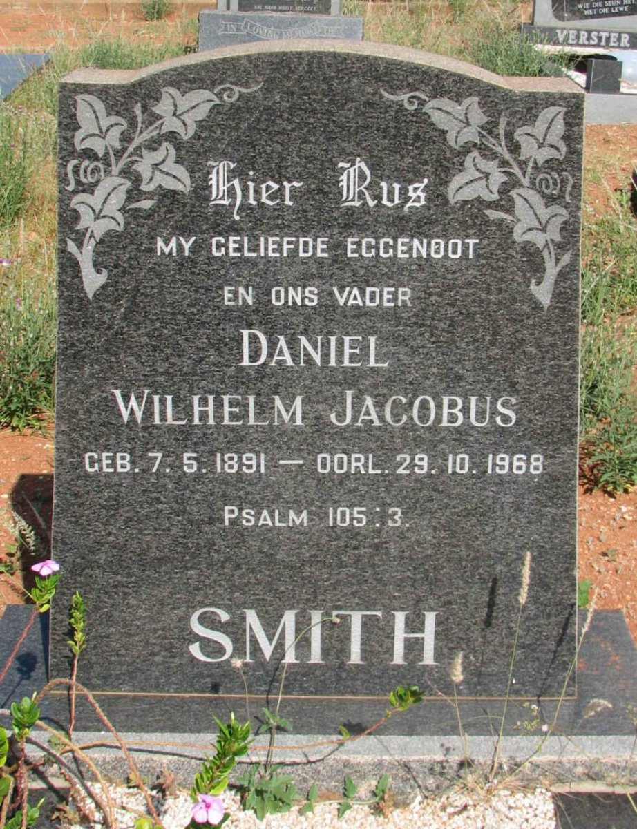 SMITH Daniel Wilhelm Jacobus 1891-1968