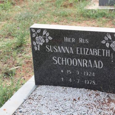SCHOONRAAD Susanna Elizabeth 1924-1978