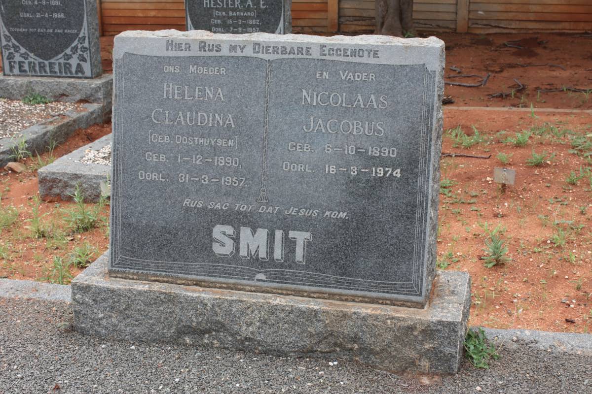 SMIT Nicolaas Jacobus 1890-1974 &amp; Helena Claudina OOSTHUYSEN 1890-1957