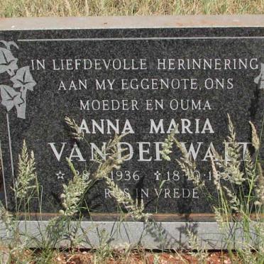 WALT Anna Maria, van der 1936-198?