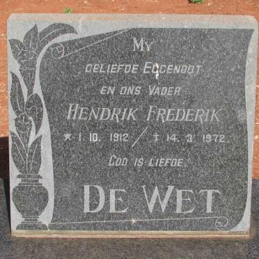 WET Hendrik Frederik, de 1912-1972