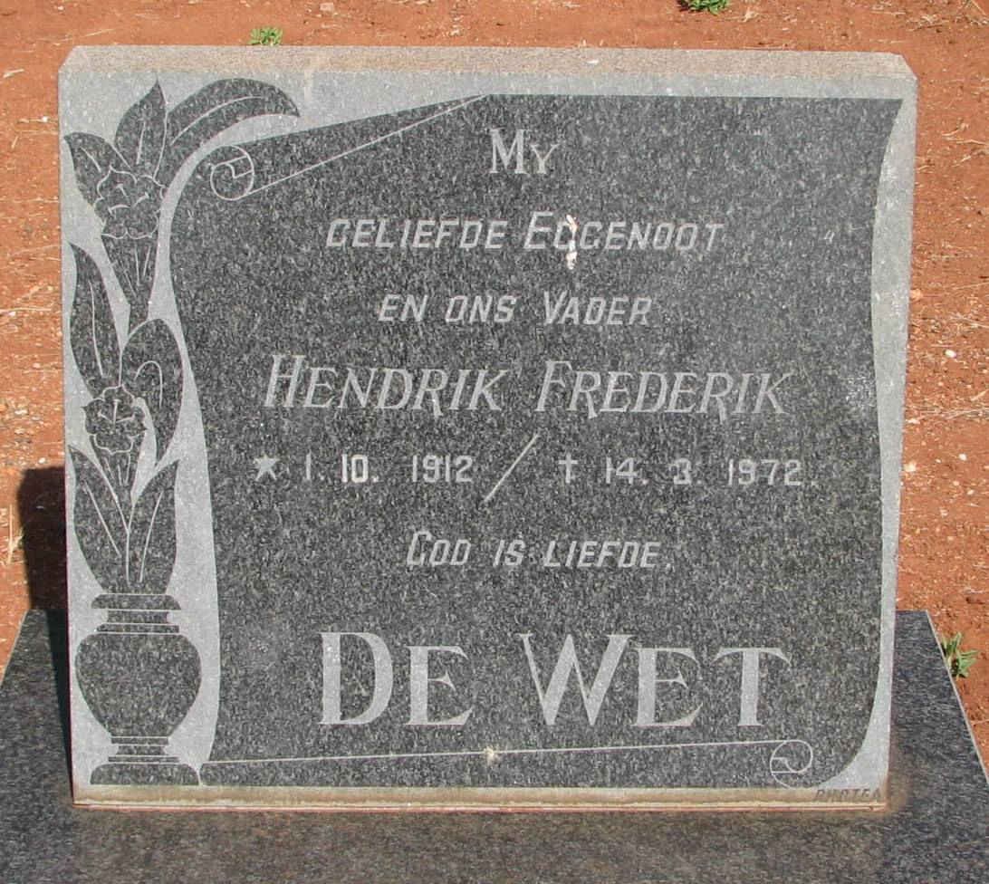 WET Hendrik Frederik, de 1912-1972