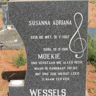 WESSELS Susanna Adriana nee DE WET 1907-1981