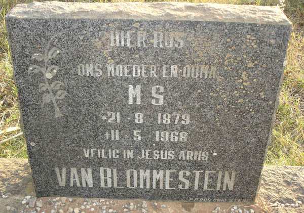 BLOMMESTEIN M.S., van 1879-1968
