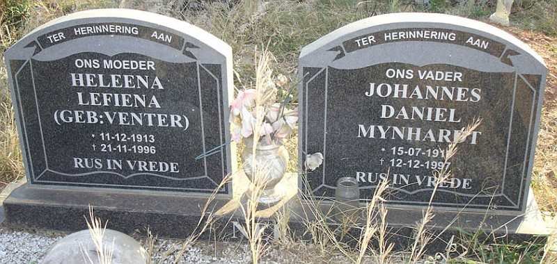 NEL Johannes Daniel Mynhardt 191?-1997 &amp; Heleena Lefiena VENTER 1913-1996