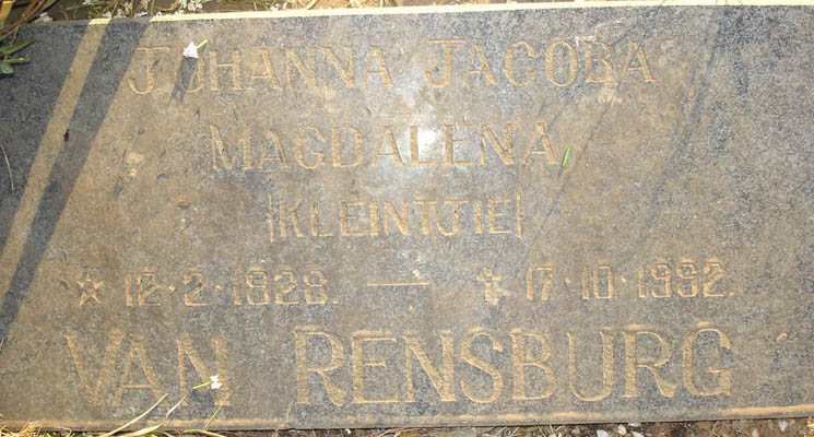 RENSBURG Johanna Jacoba Magdalena, van 1828-1992