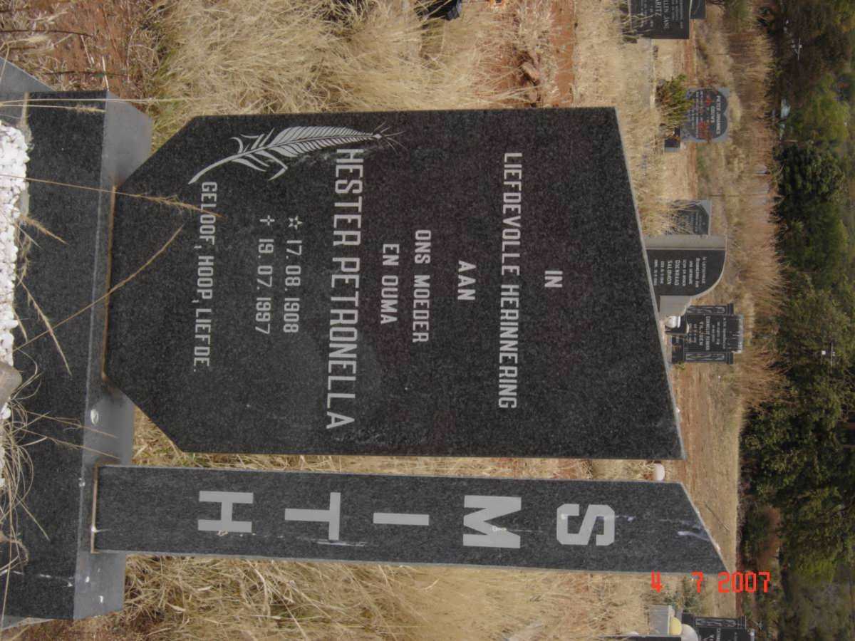 SMITH Hester Petronella 1908-1997