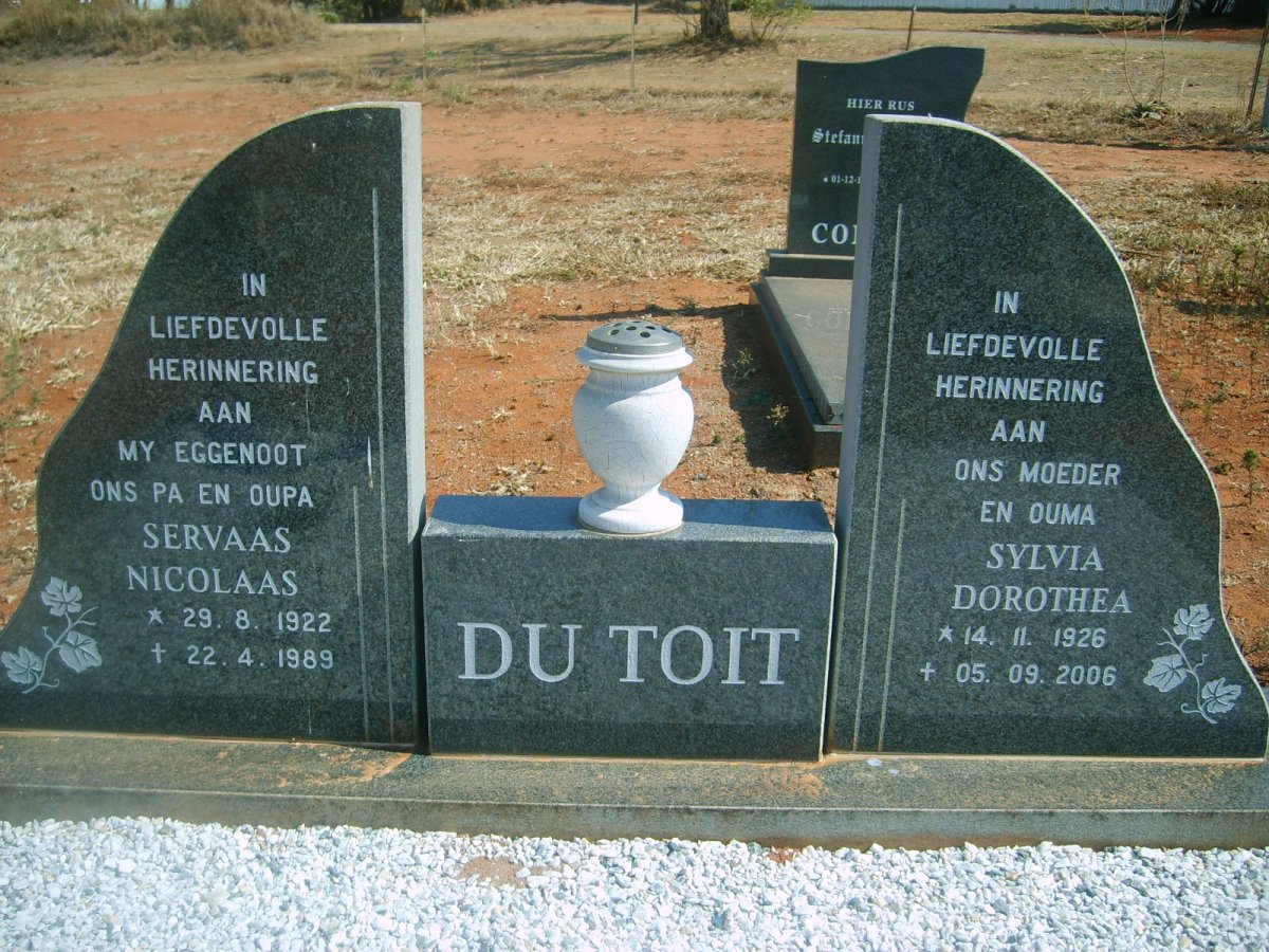 TOIT  Servaas Nicolaas, du 1922-1989 &amp; Sylvia Dorothea 1926-2006