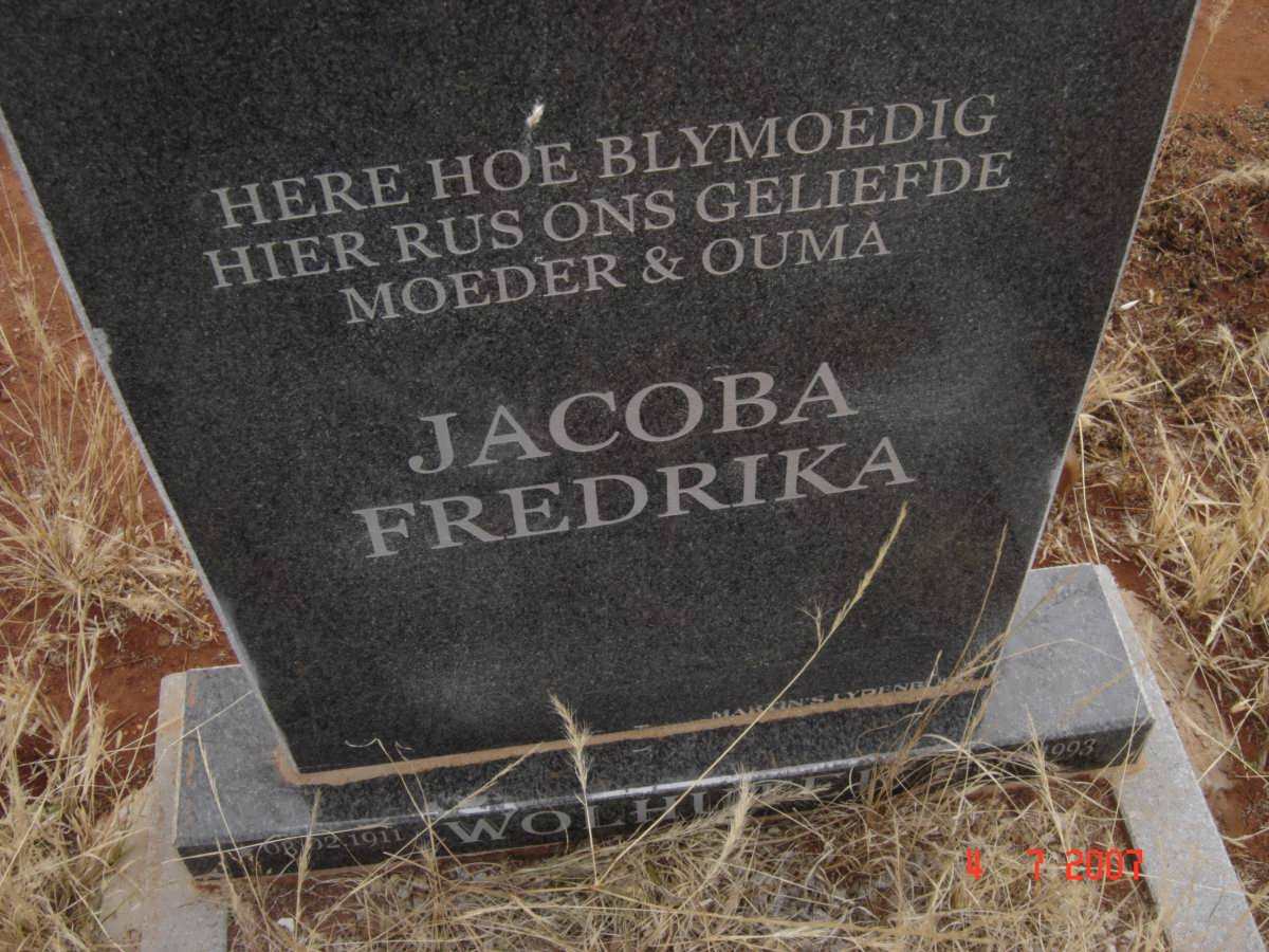 WOLHUTER Jacoba Fredrika 1911-1993