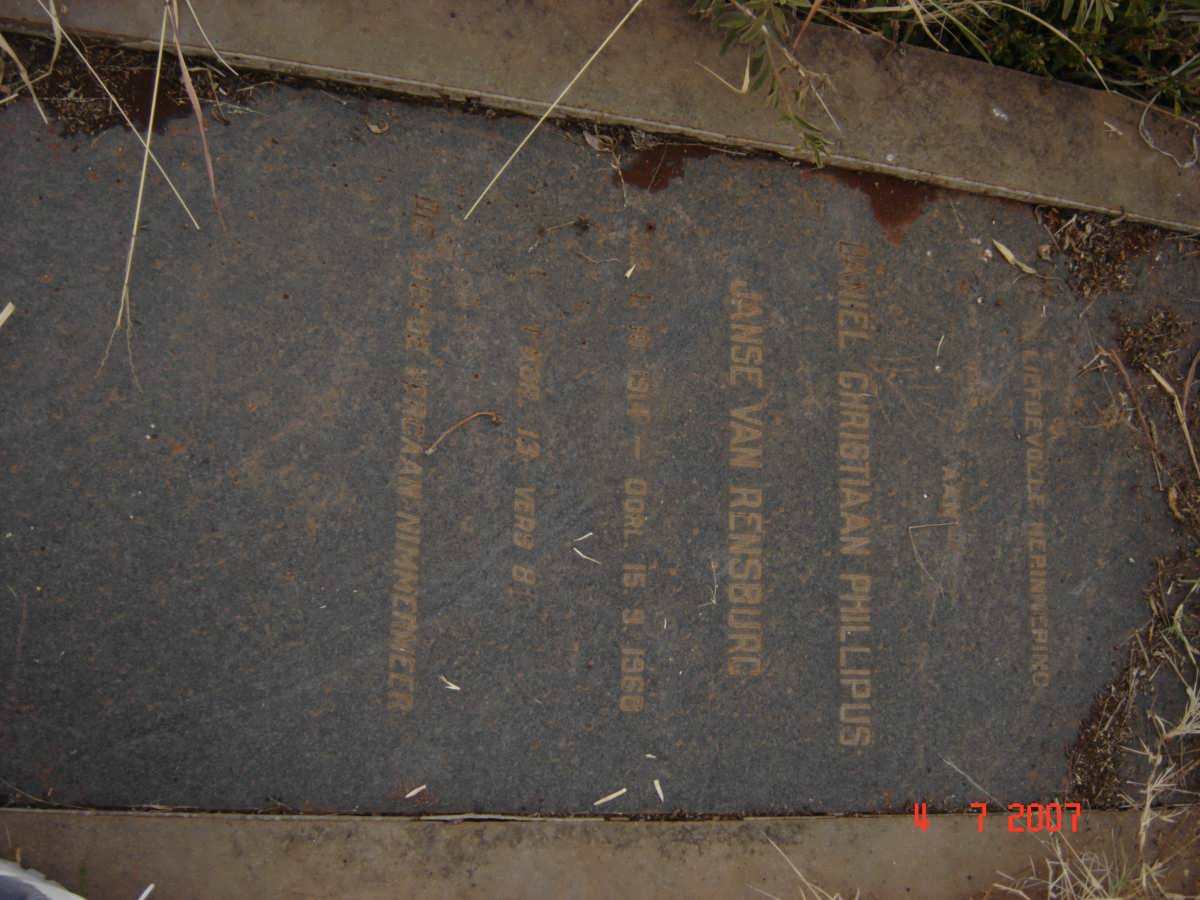 RENSBURG Daniel Christiaan Phillipus, Janse van  1914-1968