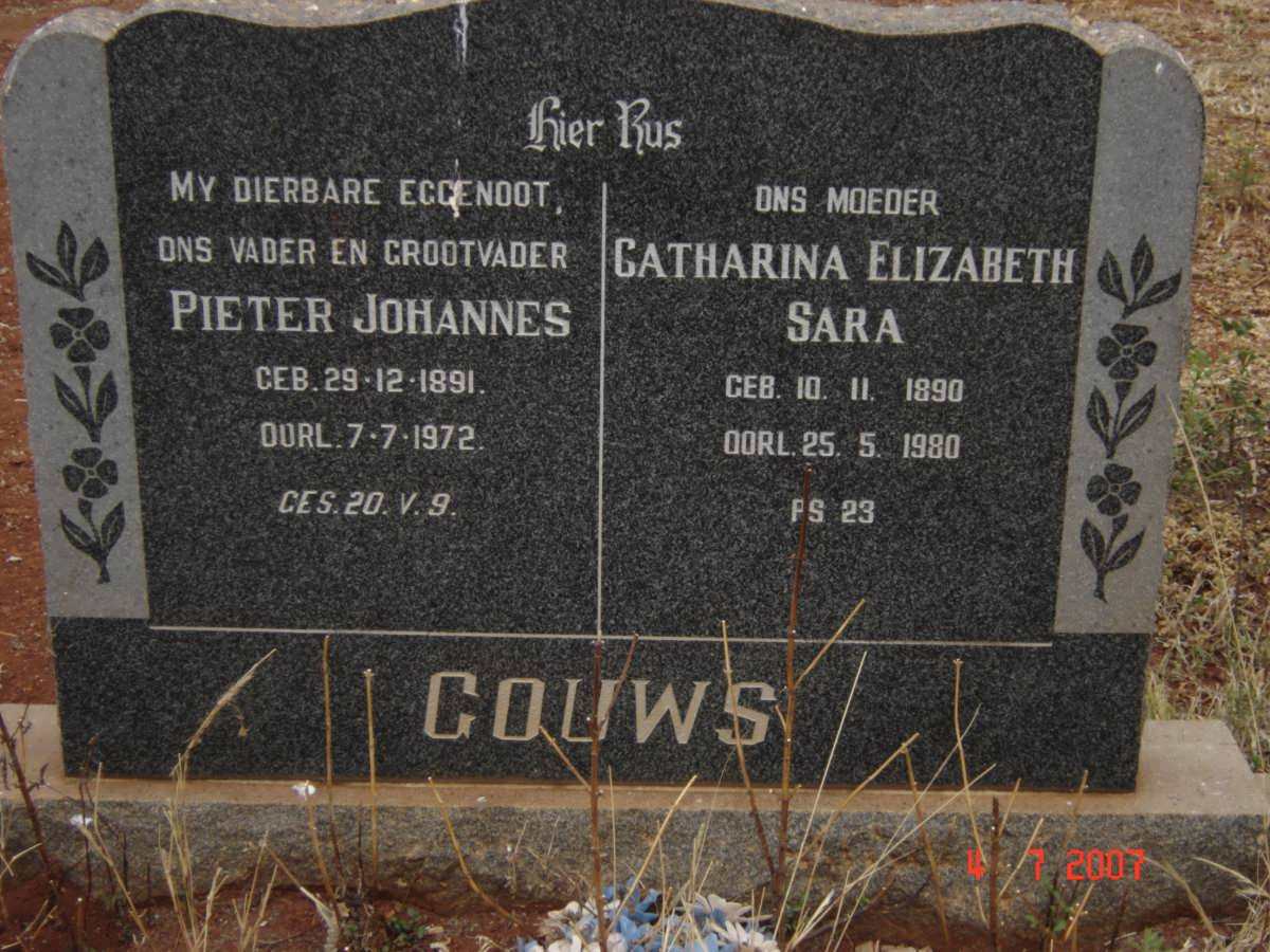 GOUWS Pieter Johannes 1891-1972 &amp; Catharina Elizabeth Sara 1890-1980