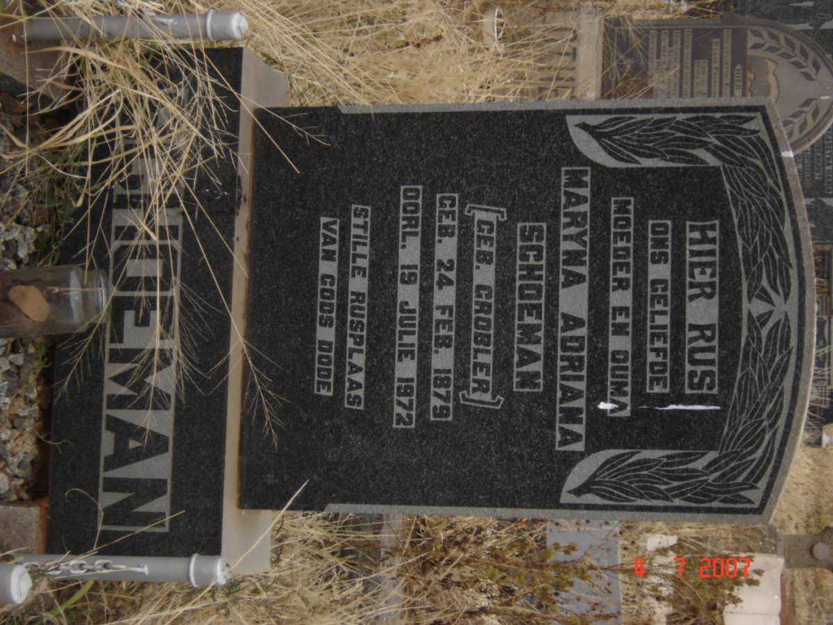 SCHOEMAN Maryna Adriana nee GROBLER 1879-1972