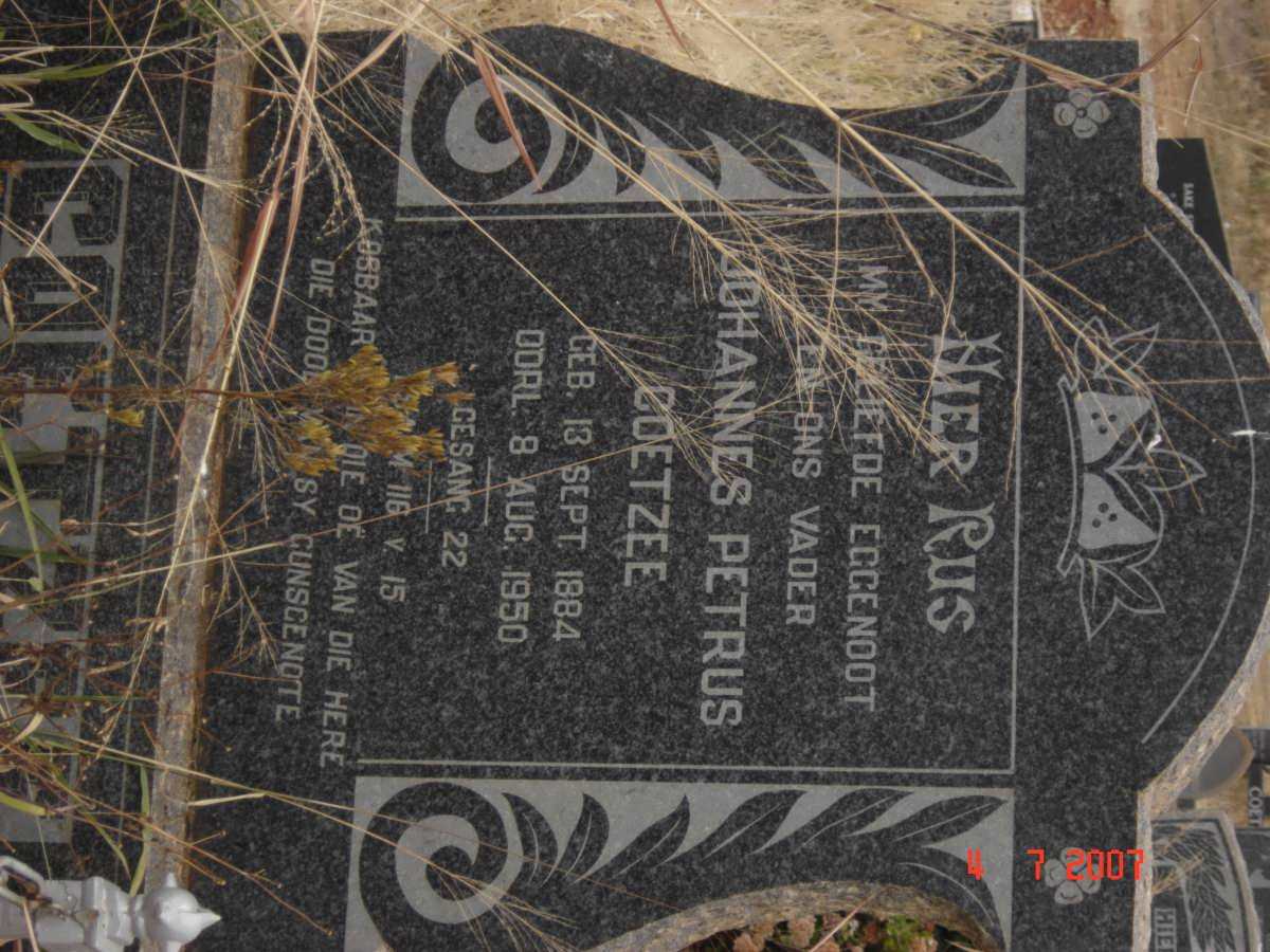 COETZEE Johannes Petrus 1884-1950