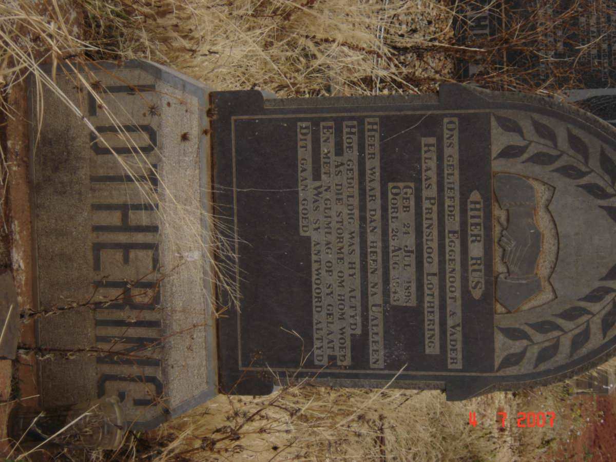 LOTHERING Klaas Prinsloo 1898-1943