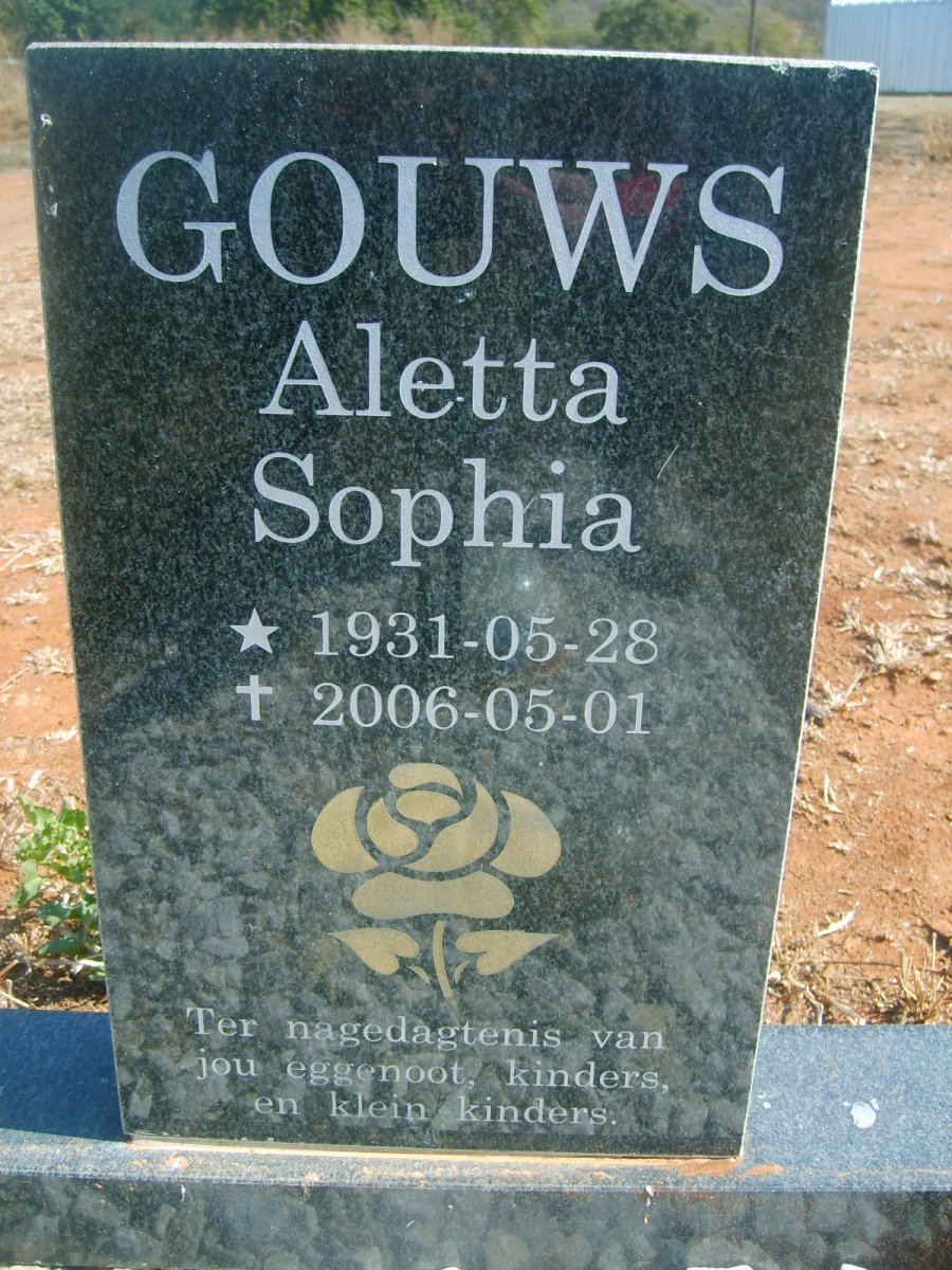 GOUWS Aletta Sophia 1931-2006